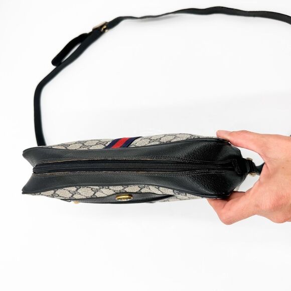 Gucci GG Ophidia Monogram Web Stripe Crossbody Shoulder Bag Navy Vintage Purse - Picture 5 of 14